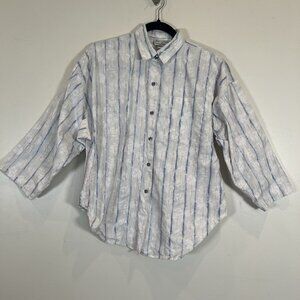 Sitting Pretty California Button Front Cotton Shirt Tie-Dye Stripe MultiColor L